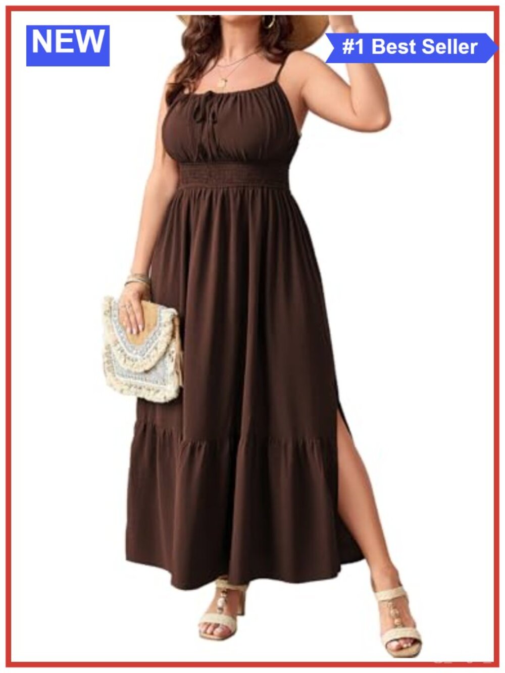 Plus Size Boho Maxi Dress Sleeveless Spaghetti Strap Smocked Backless